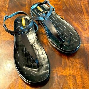 Sam Edelman Naomi Sandal | Black Leather Flat Sandals | Size 8